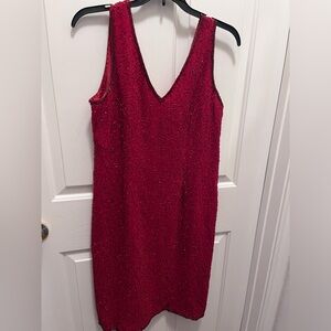 EUC JKara New York Red Sequined Sleeveless Dress